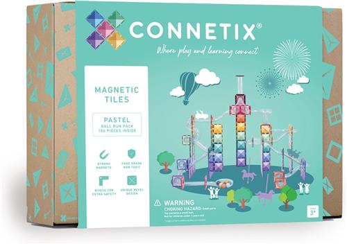 CONNETIX - Magnetisch Tegels - Pastel Ball Run Pakket - 106 Stuks
