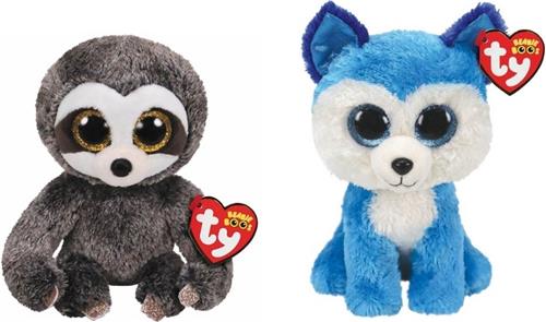 Ty - Knuffel - Beanie Boo's - Dangler Sloth & Prince Husky