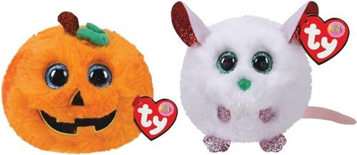 Ty - Knuffel - Teeny Puffies - Halloween Pumpkin & Christmas Mouse