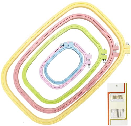 BOTC Borduurring - 5 maten Kleurrijk - rechthoekig vierkant borduurraam - Kruissteekring naaigereedschap - voor handig naaien
