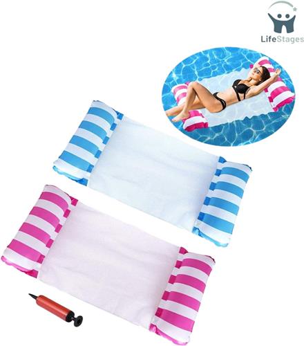 LifeStages - Luchtbed Zwembad - Opblaasbaar Luchtbed - 2 Stuks Drijvend Bed - Stoel - Ligstoel voor Volwassenen - Zwembad - Zee en Strand.
