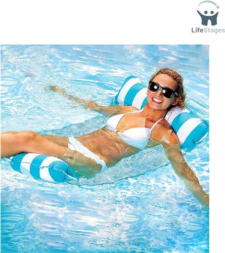 LifeStages - Luchtbed Zwembad - Opblaasbaar Luchtbed - Opblaasbare Waterhangmat - Waterhangmat - 4 in 1 Loungestoel - Zwembad - Lounge - Luchtmatras - Zwembad - Opblaasbare Hangmat - Zwembad voor Volwassenen en Kinderen