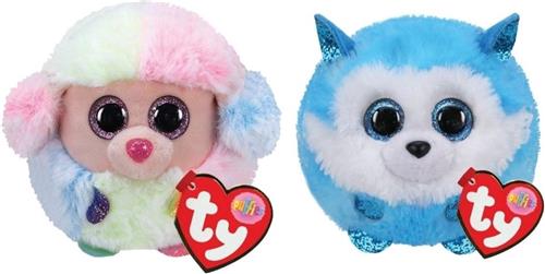 Ty - Knuffel - Teeny Puffies - Rainbow Poodle & Prince Husky