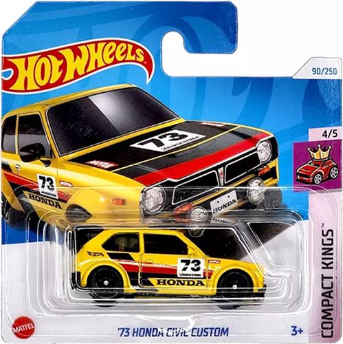 HOT WHEELS '73 HONDA CIVC CUSTOM YELLOW 90/250 1:64 HW COMPACT KINGS 4/5