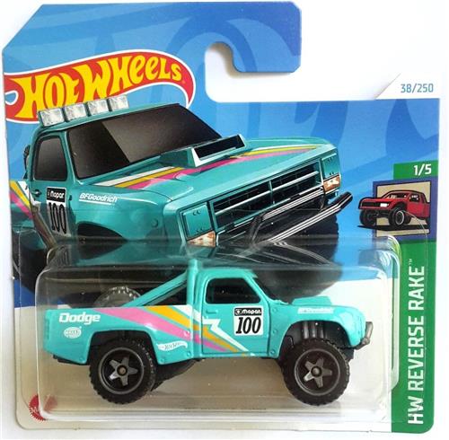 HOT WHEELS '87 DODGE D100 GREEN 38/250 (1:64) HW REVERSE RAKE 1/5