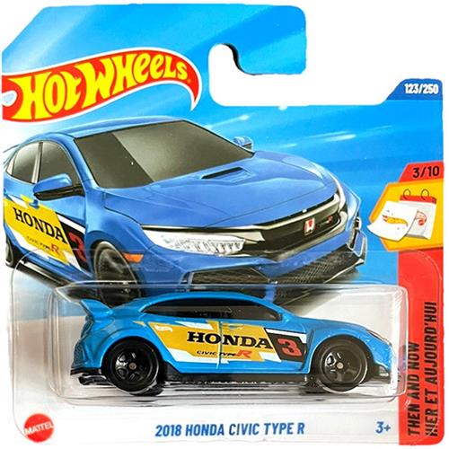HOT WHEELS 2018 HONDA CIVIC TYPE R RACING BLUE 3 1:64 123/250 HW THEN AND NOW 3/10 SHORT CARD 2025