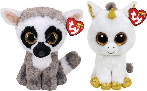 Ty - Knuffel - Beanie Buddy - Linus Lemur & Pegasus Unicorn
