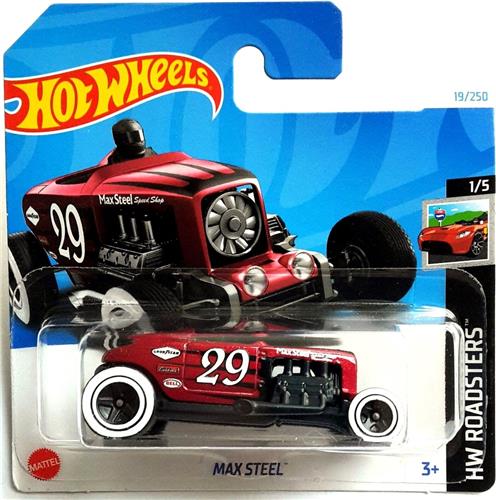 HOT WHEELS 29 MAX STEEL RED 19/250 (1:64) HW ROADSTERS 1/5