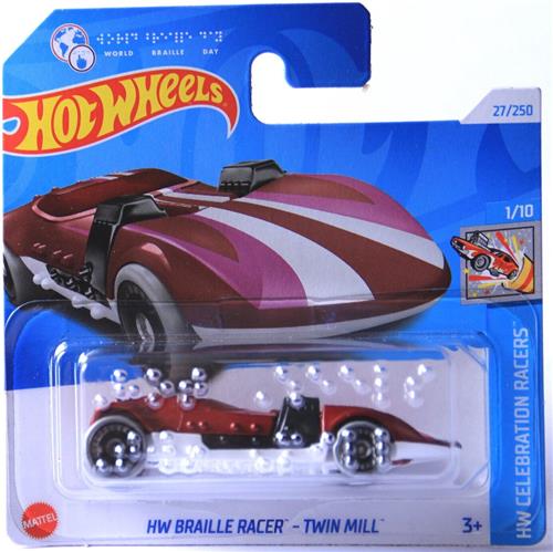 HOT WHEELS BRAILLE RACER TWIN MILL 27/250 RED 1:64 HW CELEBRATION RACERS