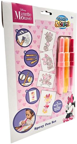 Disney - Minnie Mouse - Spray Pen Set A4 Enveloppe (Mm24363) - Kleurstiften Voor Kinderen - Tekenset Met Gekleurde Pennen En Tekensjablonen