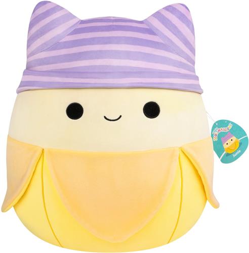 Squishmallows - Large Plush 40cm Junie - Yellow Banana W/Purple Striped Cat Beanie