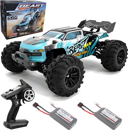 PolkaHome® Razendsnelle RC Auto 1:16 4WD  80 km/u  Borstelloze Motor  Waterdicht  Met Draagtas & 2× 7.4V 1300mAh Li-Po Batterijen  Offroad Drift Auto met LED Lichten  Voor Volwassenen