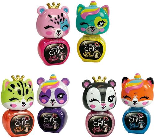 Clementoni nagellak speelgoedset Crazy Chic dieren, 2 kleuren, veilig.