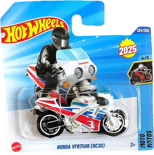 HOT WHEELS HONDA VFR750R (RC30) METAL RACING WHITE 1:64 224/250 HW MOTO 4/5 SHORT CARD