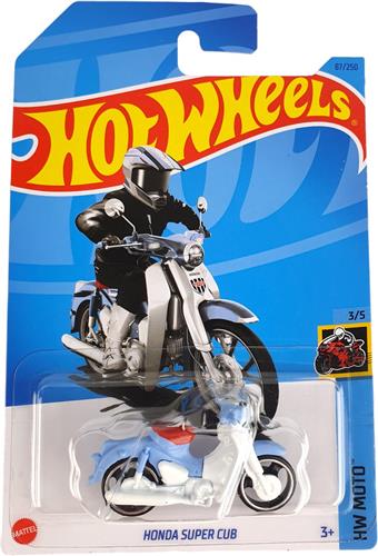 HOT WHEELS HONDA SUPER CUB BLUE/WHITE 87/250 HW MOTO 3/5 1:64