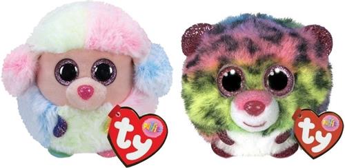 Ty - Knuffel - Teeny Puffies - Rainbow Poodle & Dotty Leopard