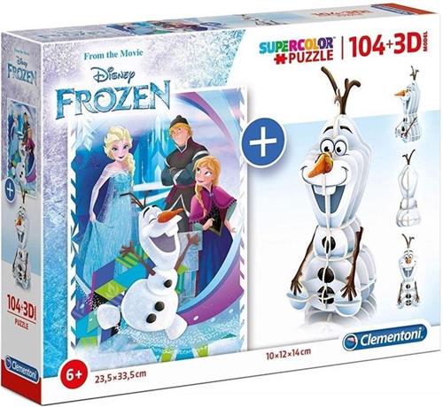 Clementoni - 104-delige legpuzzel + 3D-model - Frozen - Disney