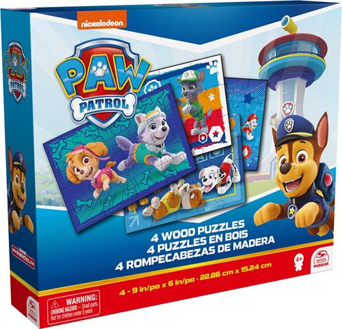 PAW Patrol - 4 Houten Puzzels - 12, 16, 20 en 24 stukjes