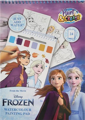 Disney Frozen - Waterverf kleurboek - Paint & Create - 24 afscheurbare pagina's - 6 waterverf kleuren en kwast - knutselen
