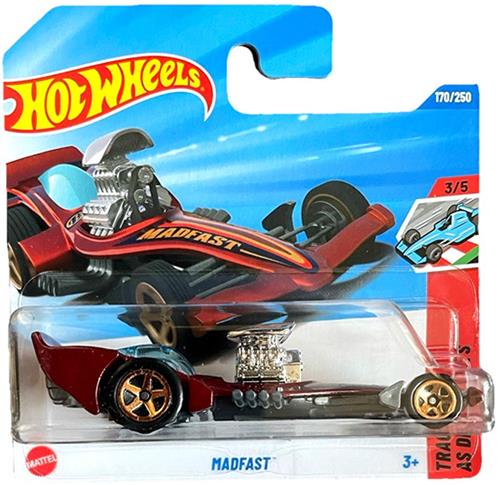 HOT WHEELS MADFAST BORDO RED1:64 170/250 HW TRACK ACES AS DES CIRCUITS 3/5 SHORT CART 2025