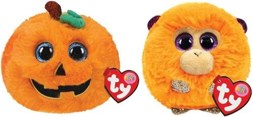 Ty - Knuffel - Teeny Puffies - Halloween Pumpkin & Coconut Monkey