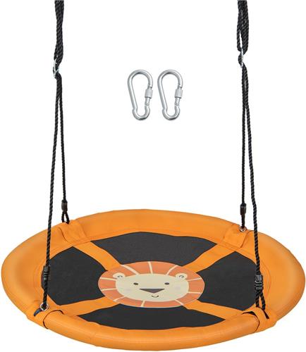 COSTWAY Nestschommel, kinderschommel, boomschommel, hangschommel, ronde schommel voor binnen en buiten, schommel voor kinderen en volwassenen, Ø 100 cm (geel)