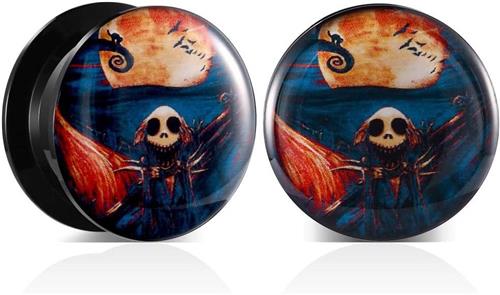 Inovra - Acryl en epoxy punk elementen tunnel plug expander, 1 paar konijn paddenstoel schedel, cadeau - 6mm-30mm, 12mm - 2g-1-3/16 inch