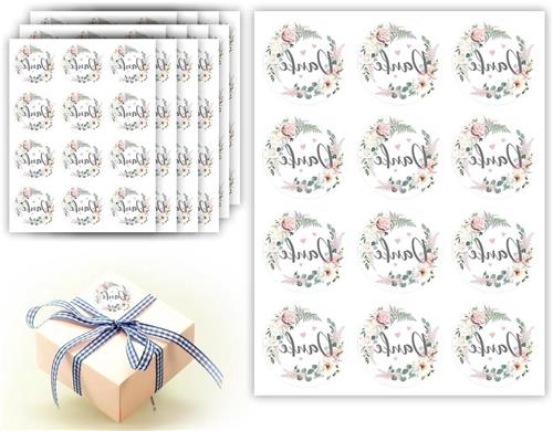 Inovra - Decoratieve bedankstickers - Set van 144 stuks - 4 cm diameter - Zelfklevende stickers voor bruiloft en verjaardagviering