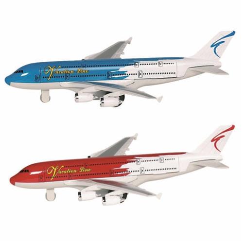Goki Speelgoed Vliegtuigjes - 2x stuks - 19 cm - blauw en rood - pull back motor - kinderen