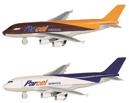 Goki Speelgoed Vliegtuigjes - 2x stuks - 19 cm - bruin en wit - pull back motor - kinderen