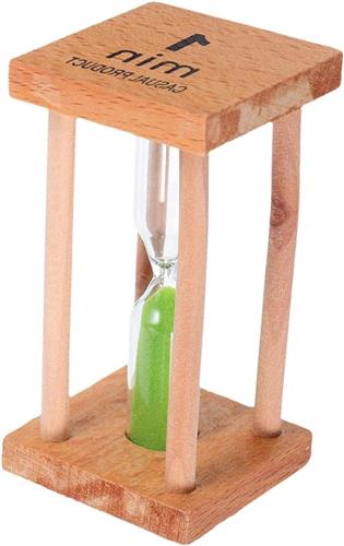 Inovra - Houten Mini Zandloper Timer met Groen Zand - Voor Koken en Decoratie