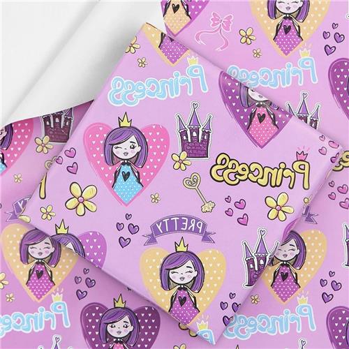 Inovra - Prinsessen verjaardagscadeaupapier met kasteel thema, 4 vellen in roze