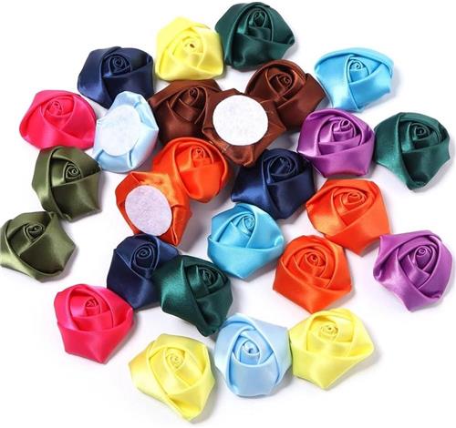 Inovra - Satijnen rozen en strikken voor DIY projecten - 20 stuks, gemengde kleuren 2 cm