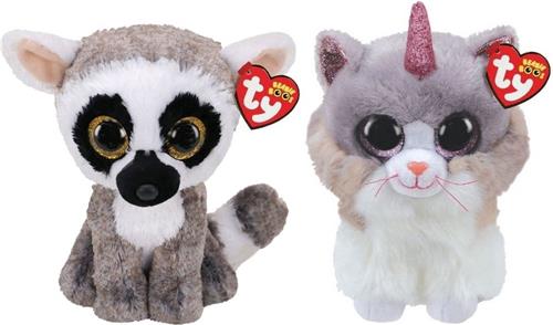 Ty - Knuffel - Beanie Buddy - Linus Lemur & Asher Cat
