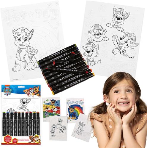 Paw Patrol Kunstset: Kleurplaten met Markers, Schilderen op Nummer