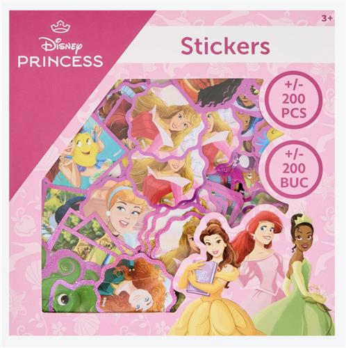 Disney Princess XL Sticker Pakket - Inclusief 200 Grote Stickers - Stickerset - Knutselen & Kleuren - Tekenen - Knutsel Set - Hoge Kwaliteit - 200 Losse Stickers van Disney Prinsessen - Knutselpakket - Cadeau voor Jongens & Meisjes - Princess