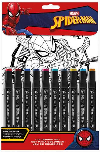 Marvel Spider-man Kleurset met stiften en 2 kleurplaten - Spiderman - hobby