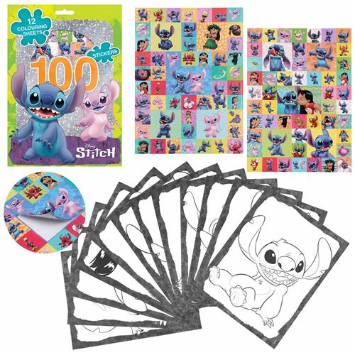 DISNEY Stitch Teken- en schilderset, 100 stickers + kleurplaten, creatief knutselpakket voor kinderen