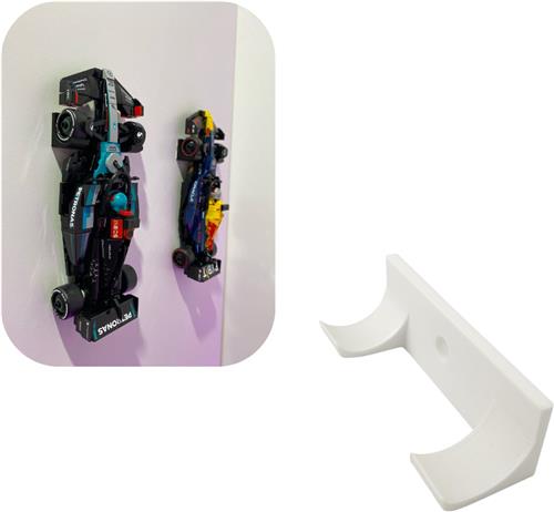 Muurbeugel voor LEGO Speed Champions - Wit - Universeel - Wandmontage - lego F1 wall mount - eenvoudige montage - lego f1 - lego formule 1 -