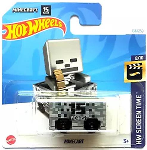 HOT WHEELS MINECART GREY 136/250 1:64 HW SCREEN TIME 8/10
