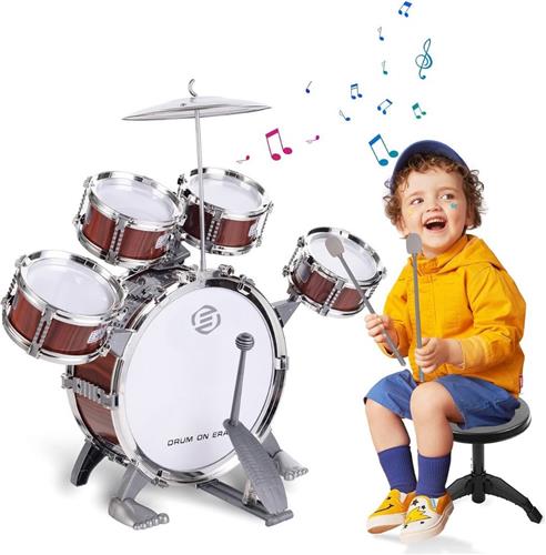 Equivera Kinder Drumstel - Drumstel voor Kinderen - Muziekinstrumenten - Kinderspeelgoed - Speelgoed Drumstel - Kinder Trommel - Kinder Drumstel Speelgoed - Kinderdrumstel - Peuter Drumstel - Cadeautip voor uw kind!