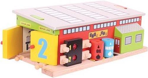 BIGJIGS Treinset Treinbaan Reparatieloods - Hout