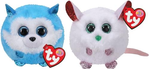 Ty - Knuffel - Teeny Puffies - Prince Husky & Christmas Mouse