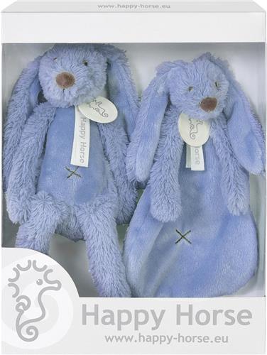 Happy Horse Geschenkverpakking Konijn Richie Donkerblauw Knuffel no. 1 - 28 cm / Knuffeldoekje - 33 cm