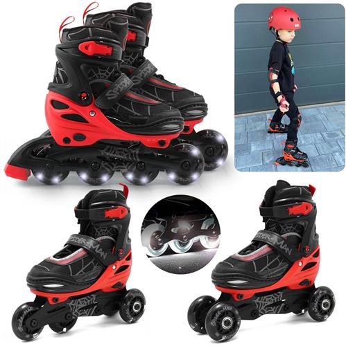MARVEL Spider-Man Soft Boot 3-in-1 Rollen voor Kinderen, Verstelbaar, LED - Klassiek, Trainings, Roller Skates