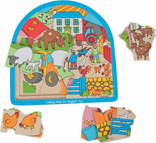 Bigjigs - Houten Lagenpuzzel Boerderij, 26st.