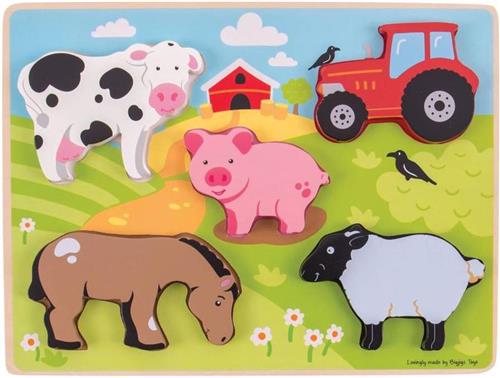 Bigjigs Houten Puzzel Boerderij, 5dlg.