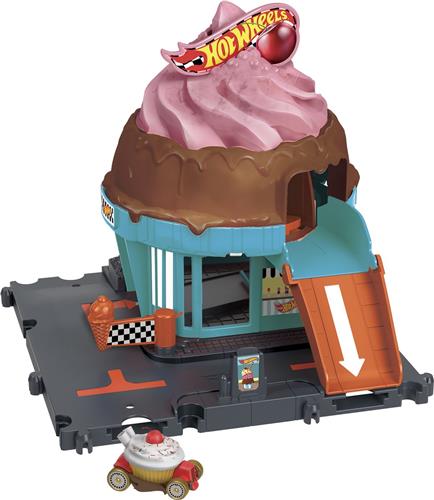 Hot Wheels City Centrum Speelset - Ice Crream Swirl - Hot Wheels Baandeel - Hot Wheels Uitbreiding
