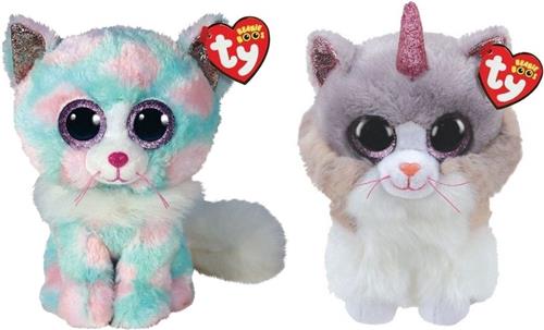Ty - Knuffel - Beanie Buddy - Opal Cat & Asher Cat