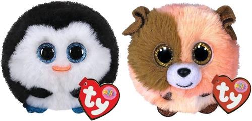 Ty - Knuffel - Teeny Puffies - Waddles Penguin & Mandarin Dog